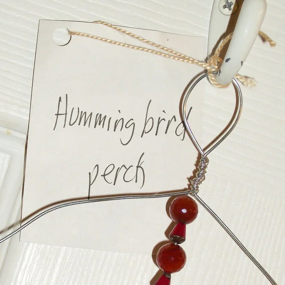 Handmade OOAK Garden Hummingbird Perch Swing DRAGON CHARM Wire Tree Branch 7X9